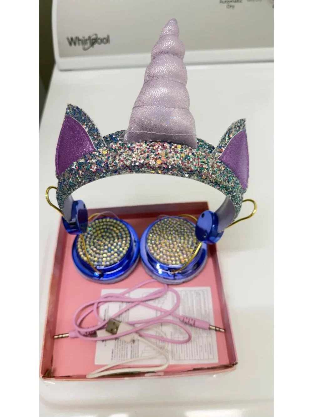 Guard Love Eternal Unicorn Kids Headphones – Glitter Horn, Rhinestones, Wired/Wi